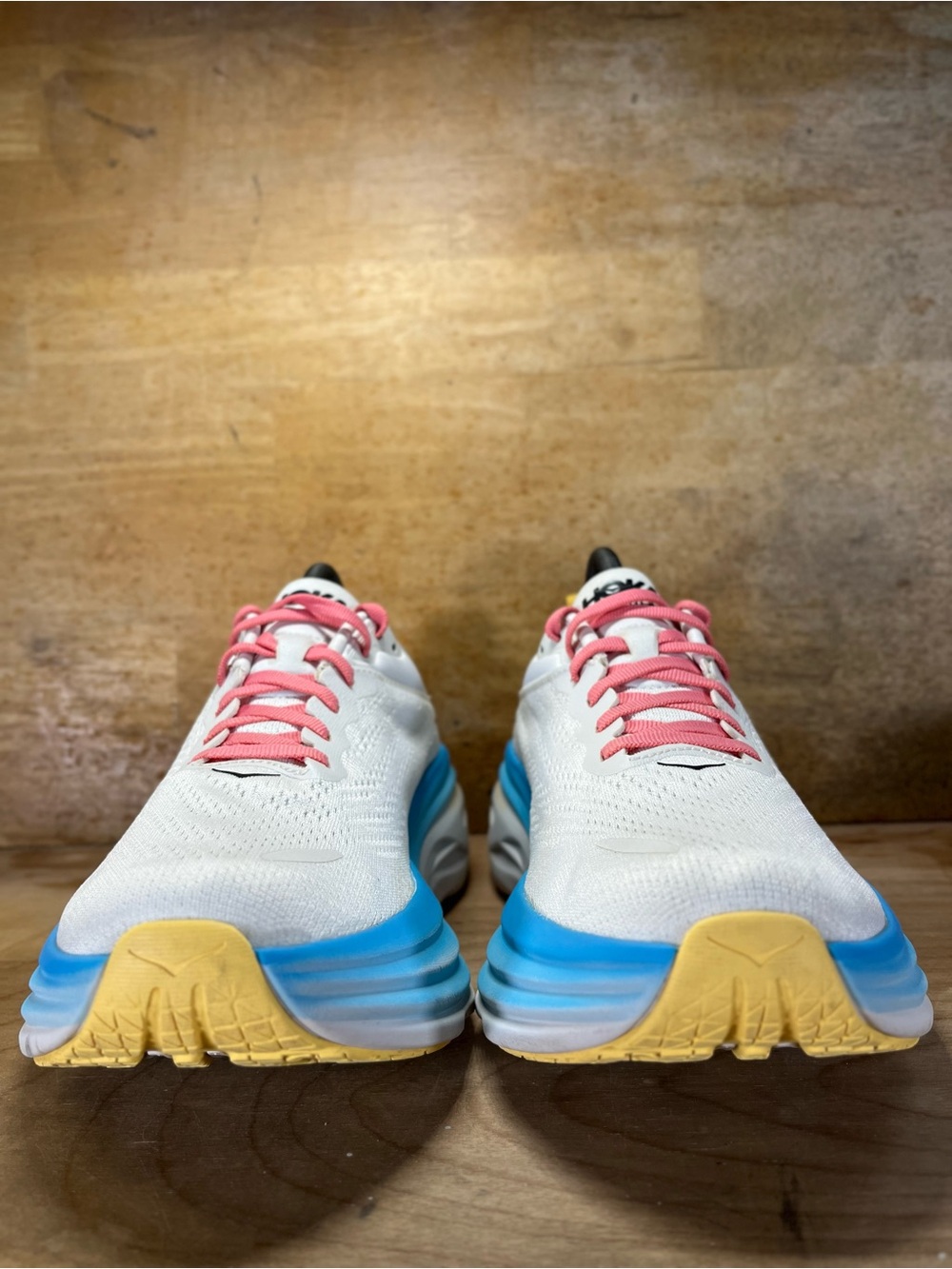 Hoka One One Bondi 8 REFLECTIVE Womens Sz 8.5 Running Shoes Sneakers White Blue - Picture 3 of 13